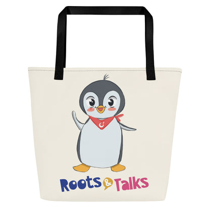 Pingucan Penguin Large Tote Bag with Pocket, Large Print, Roots & Talks - product photo