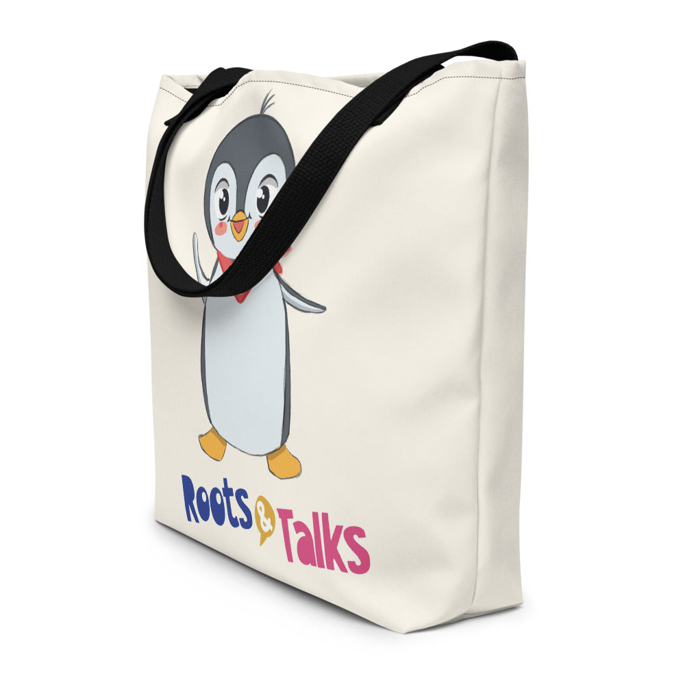 Pingucan Penguin Large Tote Bag with Pocket, Large Print, Roots & Talks - lifestyle photo 2