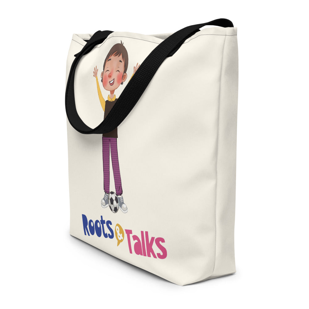 Gazi Character Large Tote Bag with Pocket, Large Print, Roots & Talks - lifestyle photo 2