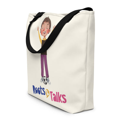Gazi Character Large Tote Bag with Pocket, Large Print, Roots & Talks - lifestyle photo 2