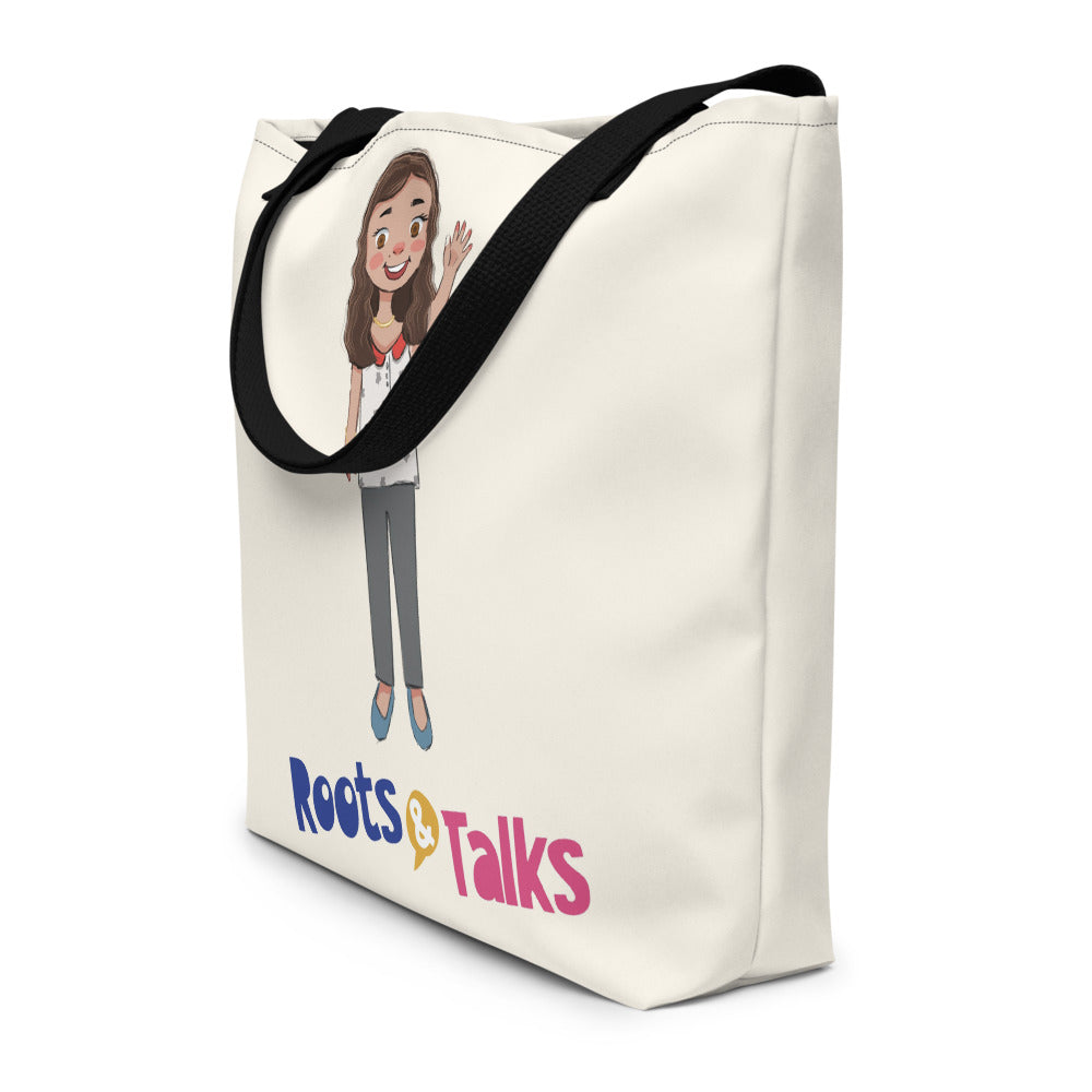 Defne Character Large Tote Bag with Pocket, Large Print, Roots & Talks - lifestyle photo 2