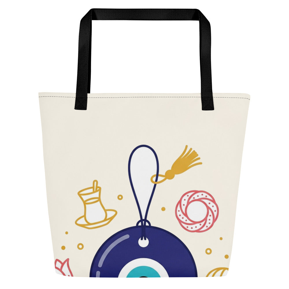 Sana Da Large Tote Bag with Pocket, Large Print, Roots & Talks - product photo
