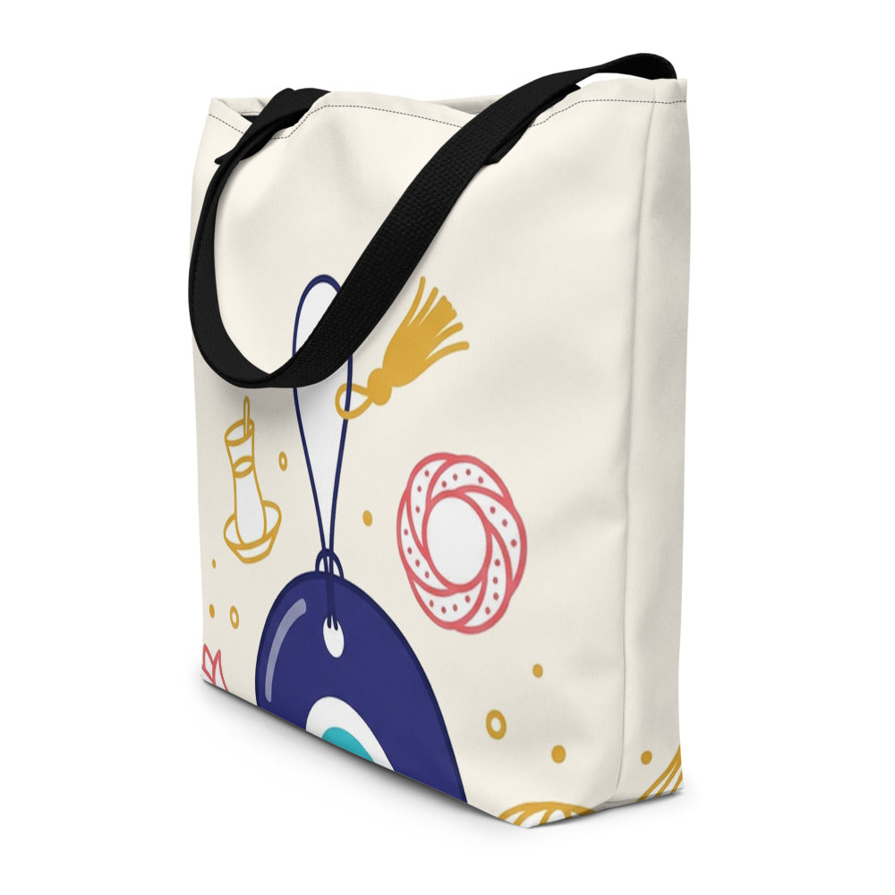 Sana Da Large Tote Bag with Pocket, Large Print, Roots & Talks - lifestyle photo 2
