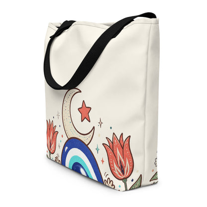 Nazar Değmesin Large Tote Bag with Pocket, Large Print, Roots & Talks - lifestyle photo 2