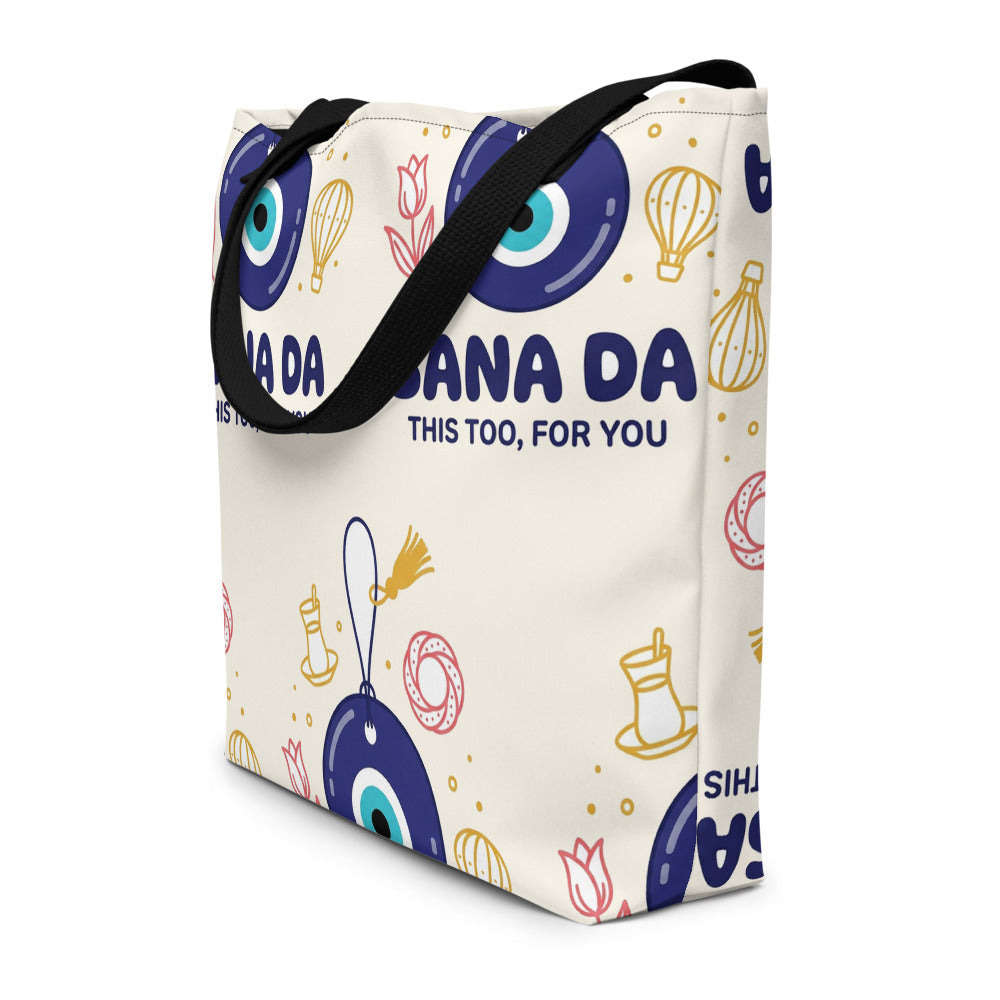 Sana Da All-Over Print Large Tote Bag with Pocket, Roots & Talks - lifestyle photo 2