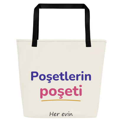 Poşetlerin Poşeti Large Tote Bag with Pocket, Large Print, Roots & Talks - product photo