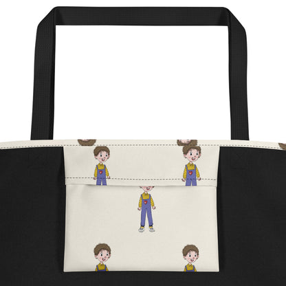 Ahmet Character All-Over Print Large Tote Bag with Pocket, Roots & Talks - product photo