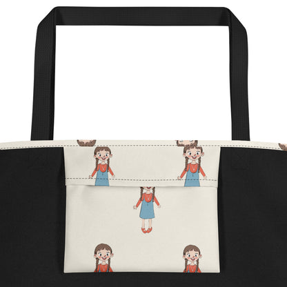 Eylül Character All-Over Print Large Tote Bag with Pocket, Roots & Talks - product photo