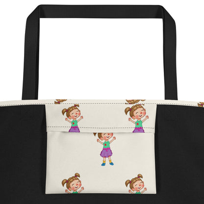 Ela Character All-Over Print Large Tote Bag with Pocket, Roots & Talks - product photo