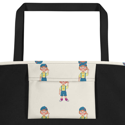 Giray Character All-Over Print Large Tote Bag with Pocket, Roots & Talks - product photo