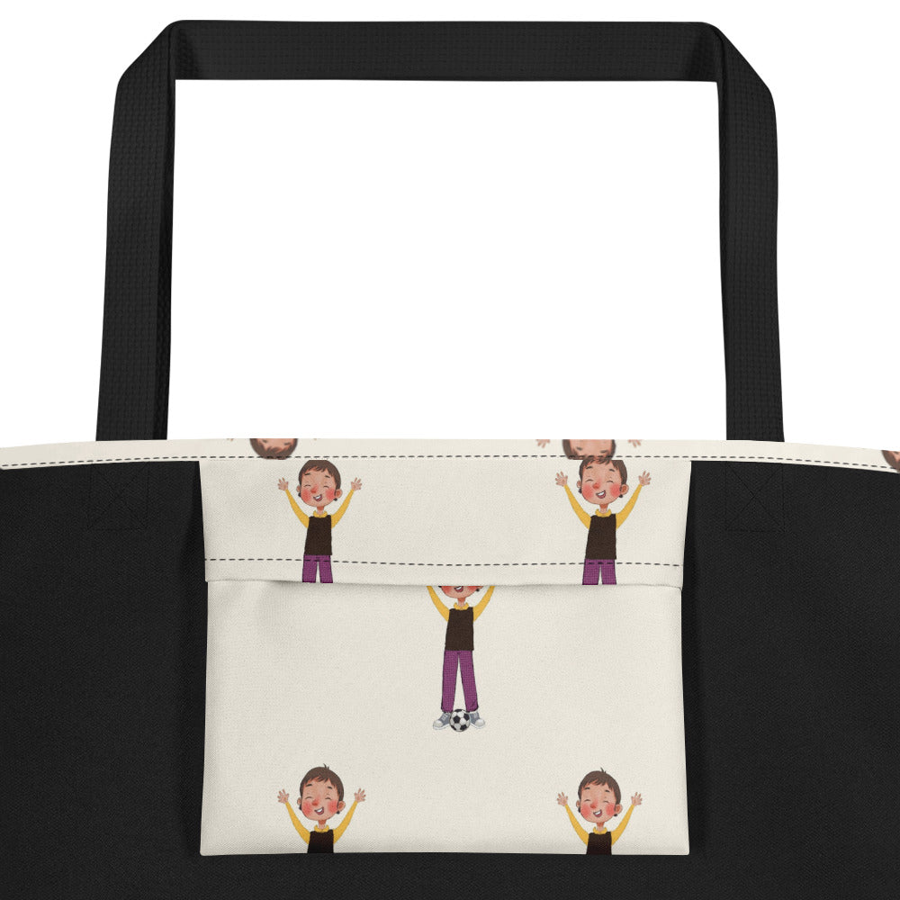 Gazi Character All-Over Print Large Tote Bag with Pocket, Roots & Talks - product photo