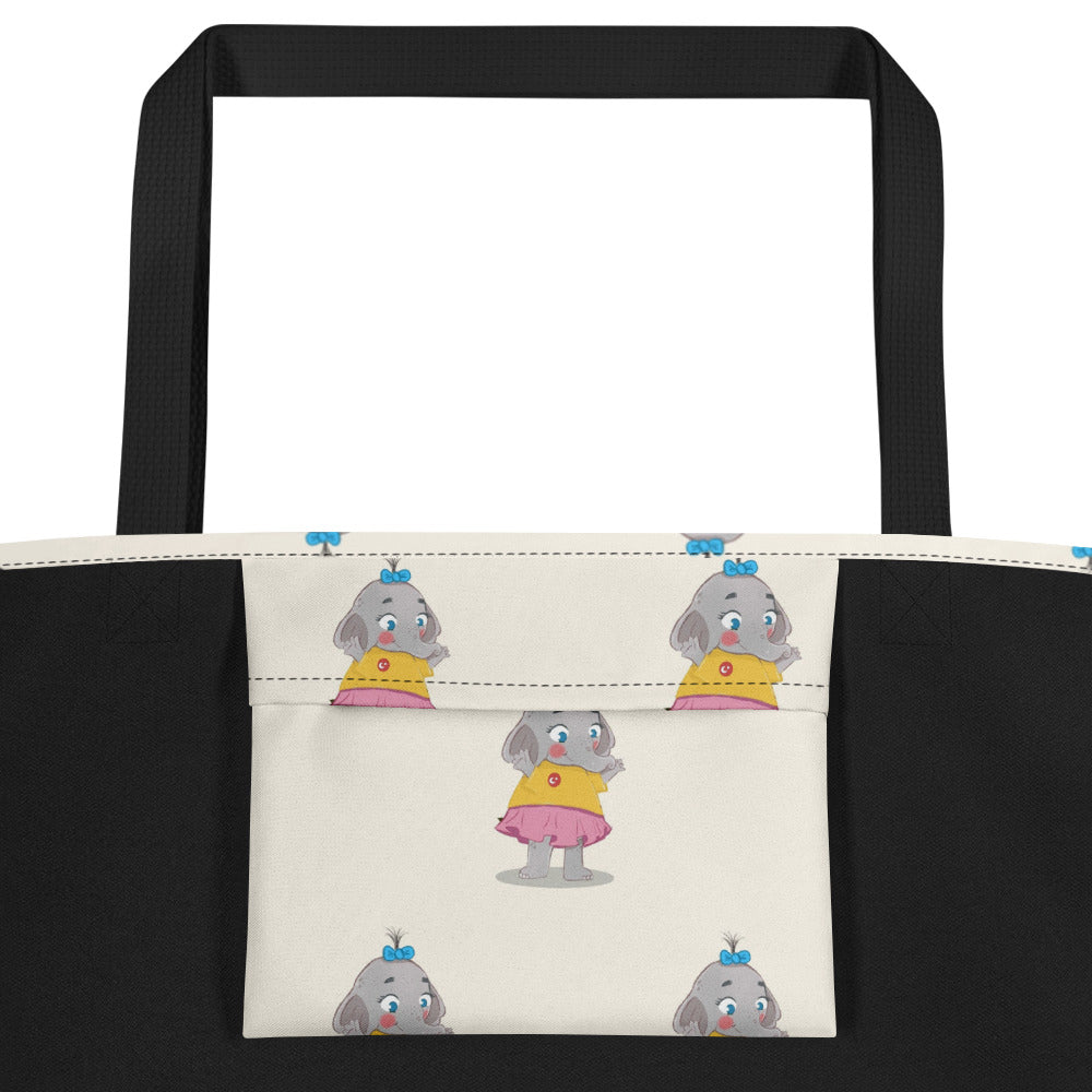 Filiz Elephant All-Over Print Large Tote Bag with Pocket, Roots & Talks - product photo