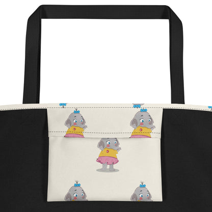Filiz Elephant All-Over Print Large Tote Bag with Pocket, Roots & Talks - product photo