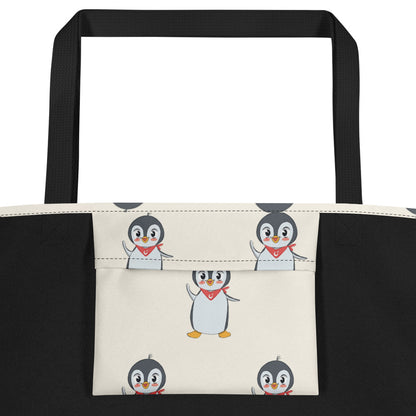 Pingucan Penguin All-Over Print Large Tote Bag with Pocket, Roots & Talks - product photo