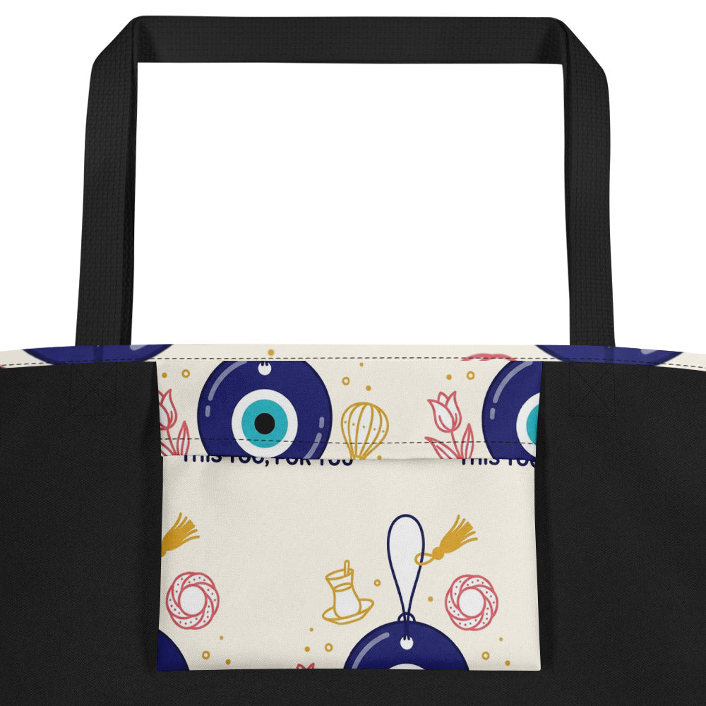 Sana Da All-Over Print Large Tote Bag with Pocket, Roots & Talks - product photo