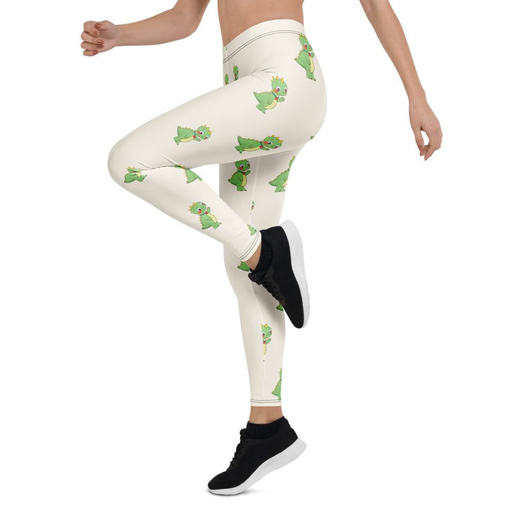 Dino Dinosaur All-Over Print Leggings, Roots & Talks - Left