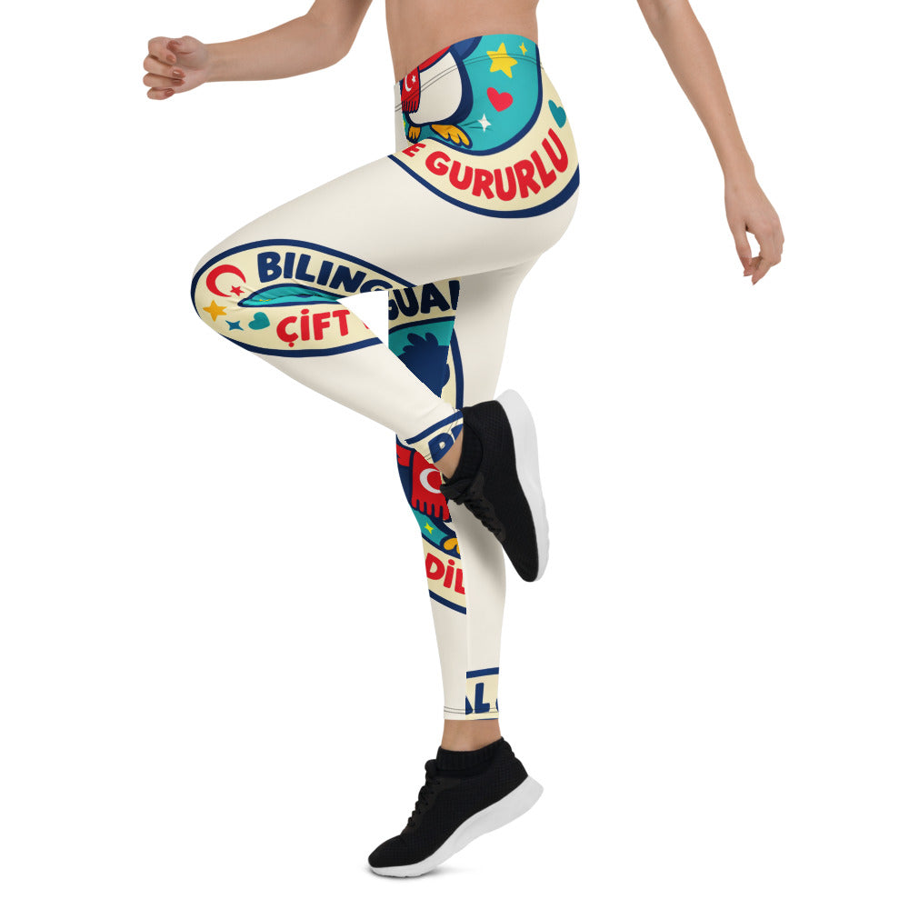 Bilingual & Proud All-Over Print Leggings, Roots & Talks - Left