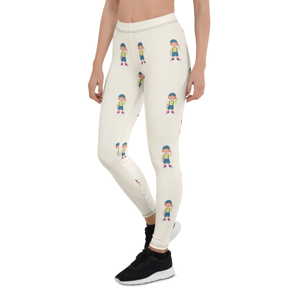 Giray Character All-Over Print Leggings, Roots & Talks - Left Front