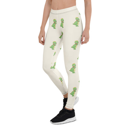Dino Dinosaur All-Over Print Leggings, Roots & Talks - Left Front