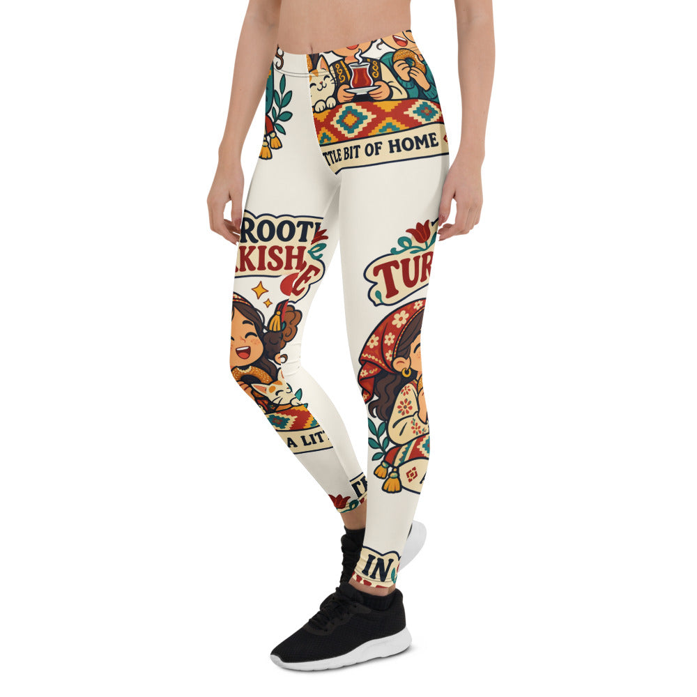 Rooted in Turkish Culture All-Over Print Leggings, Roots & Talks - Left Front
