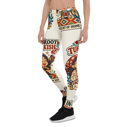 Rooted in Turkish Culture All-Over Print Leggings, Roots & Talks - Left Front