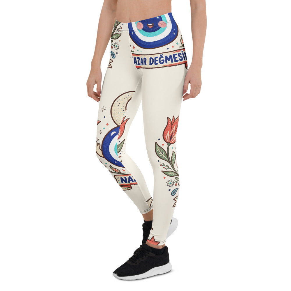 Nazar Değmesin All-Over Print Leggings, Roots & Talks - Left Front