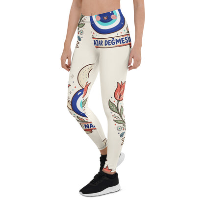 Nazar Değmesin All-Over Print Leggings, Roots & Talks - Left Front