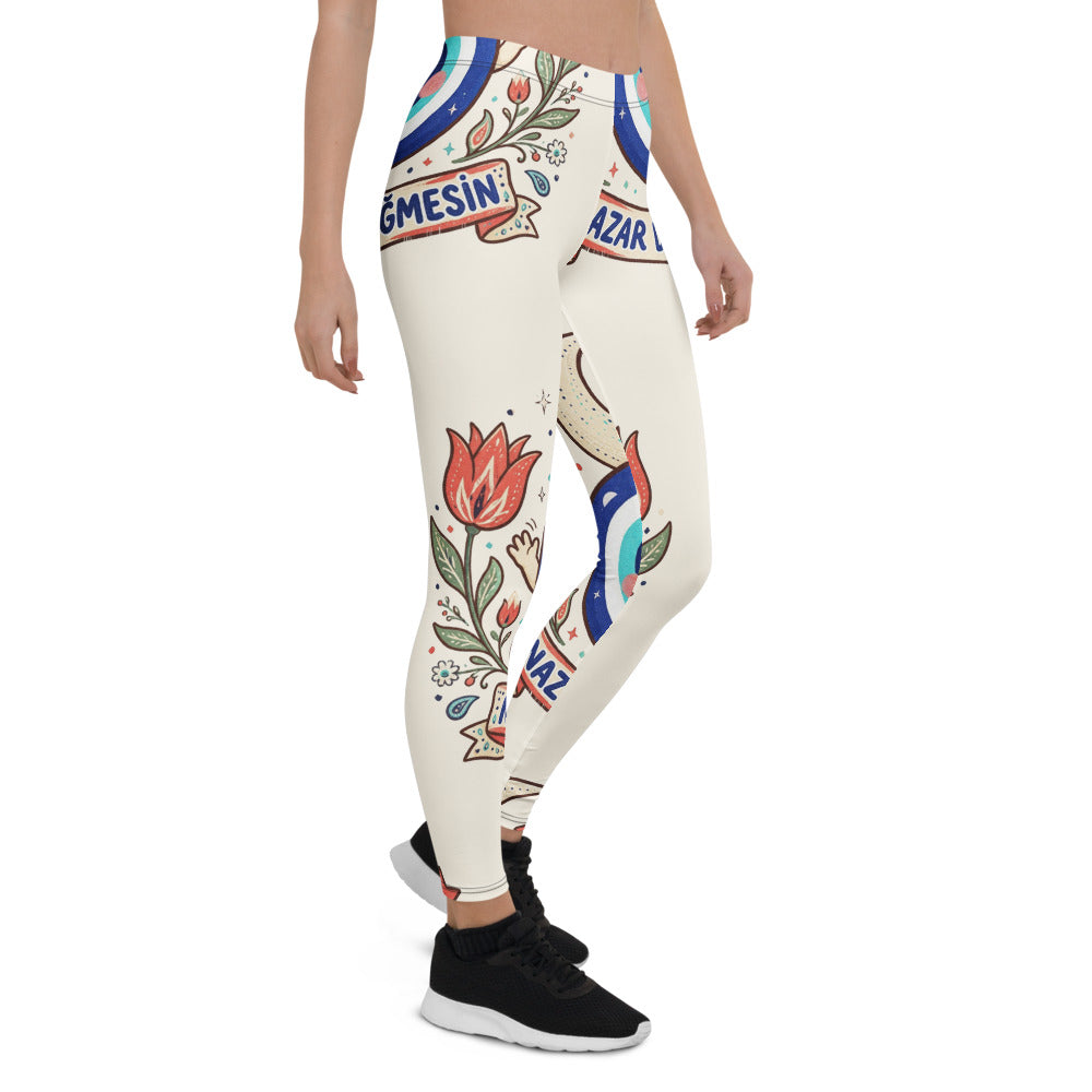 Nazar Değmesin All-Over Print Leggings, Roots & Talks - Right Front