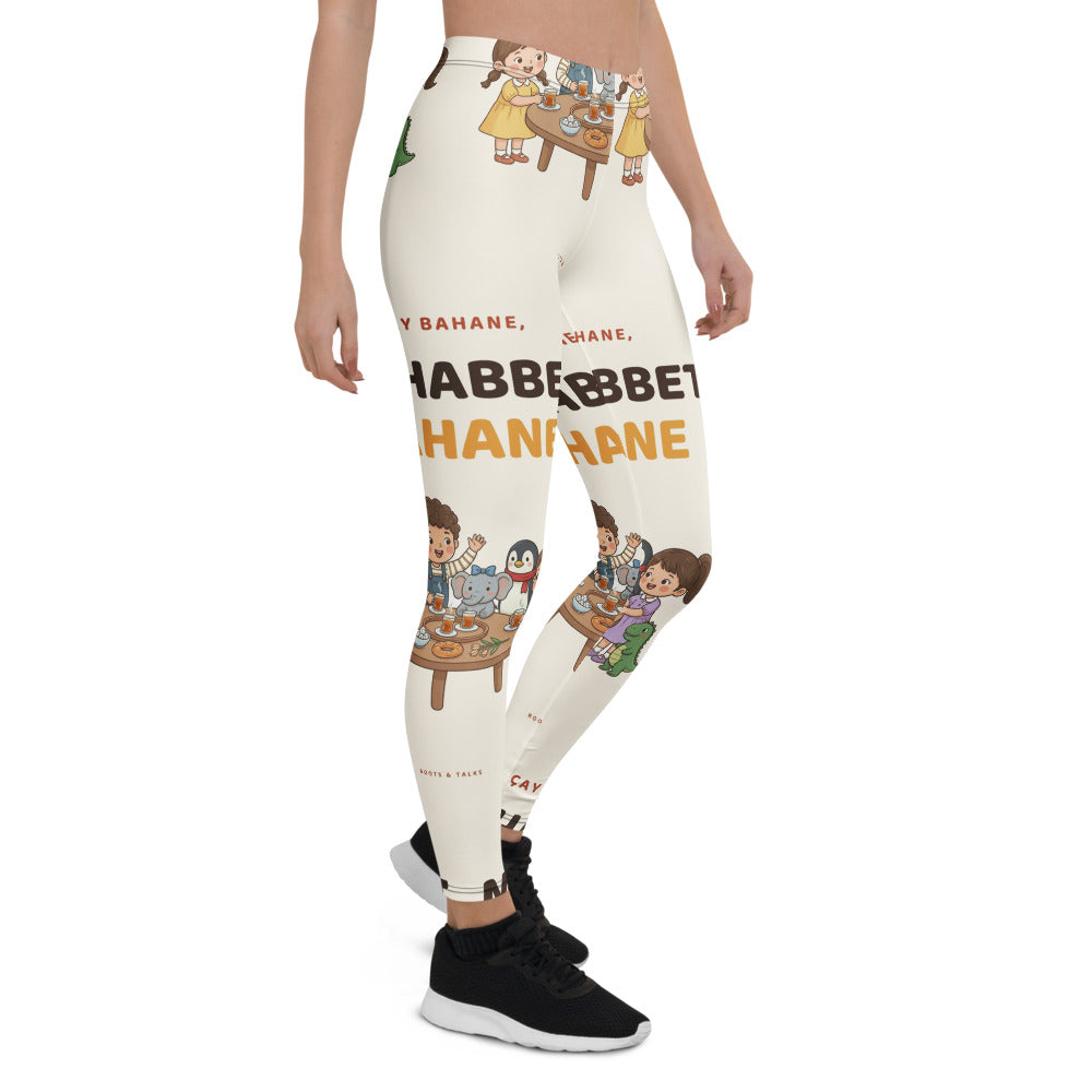 Çay Bahane, Muhabbet Şahane All-Over Print Leggings, Roots & Talks - Right Front