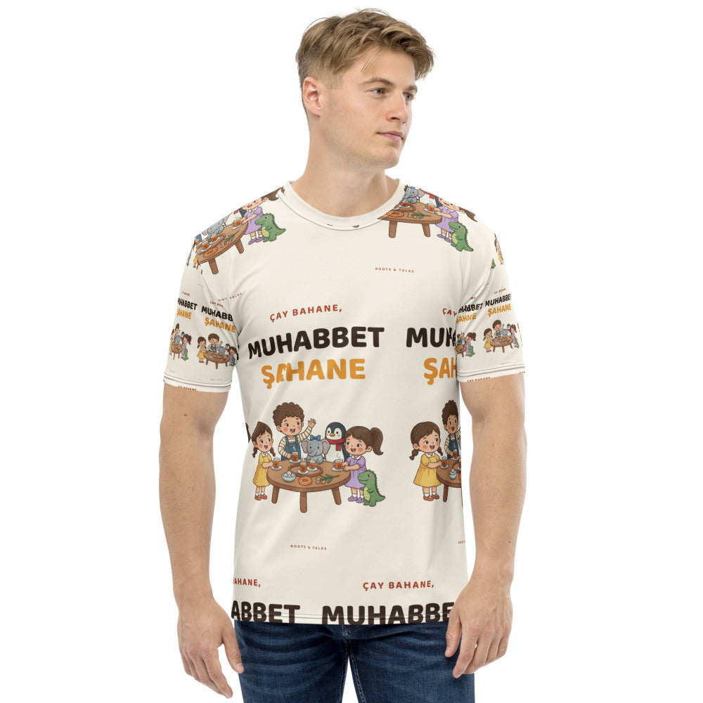 Çay Bahane, Muhabbet Şahane All-Over Print Crew Neck T-Shirt, Roots & Talks - product photo