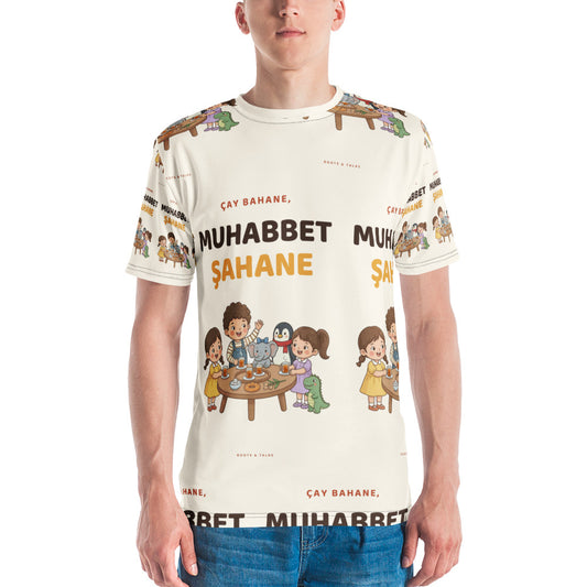 Çay Bahane, Muhabbet Şahane All-Over Print Crew Neck T-Shirt, Roots & Talks - lifestyle photo 2
