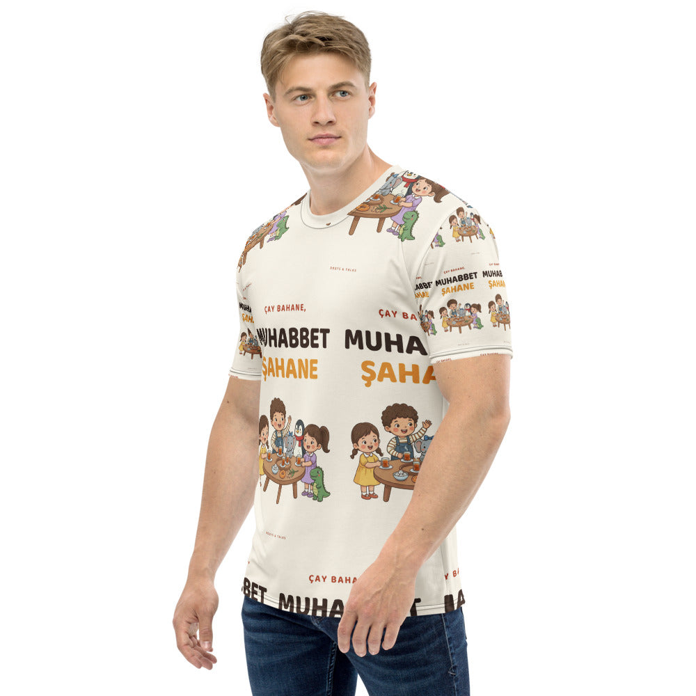 Çay Bahane, Muhabbet Şahane All-Over Print Crew Neck T-Shirt, Roots & Talks - product photo
