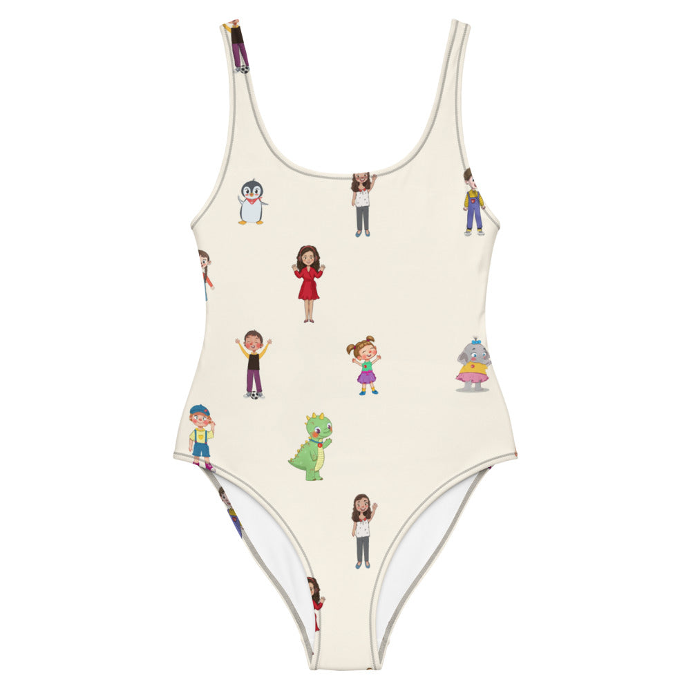 Roots & Talks Characters All-Over Print One-Piece Swimsuit - Front