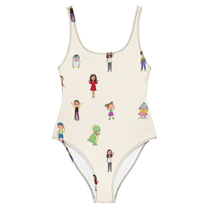 Roots & Talks Characters All-Over Print One-Piece Swimsuit - Front