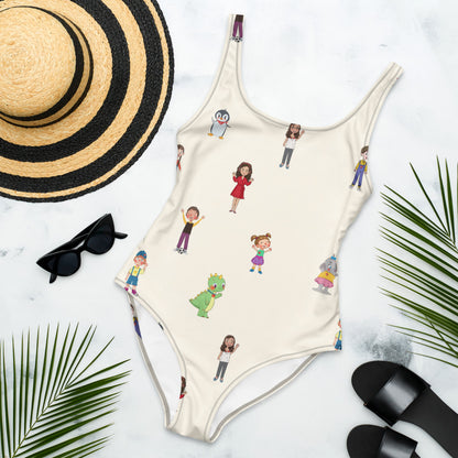 Roots & Talks Characters All-Over Print One-Piece Swimsuit - lifestyle photo 1