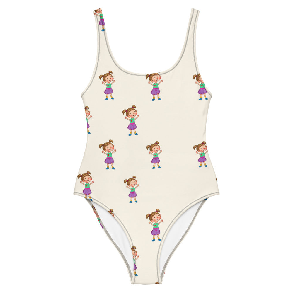 Ela Character All-Over Print One-Piece Swimsuit, Roots & Talks - Front