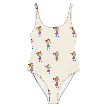 Ela Character All-Over Print One-Piece Swimsuit, Roots & Talks - Front