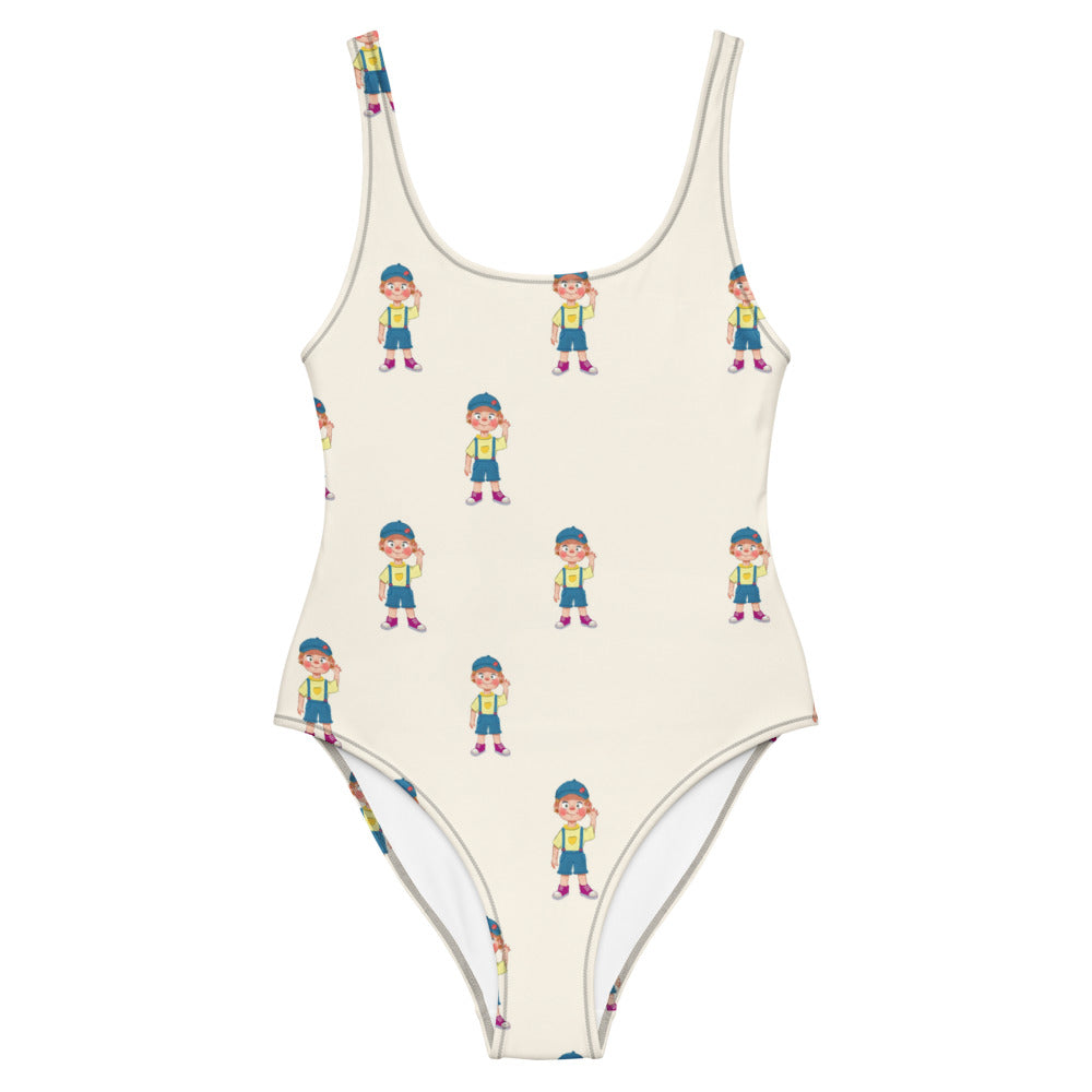 Giray Character All-Over Print One-Piece Swimsuit, Roots & Talks - Front