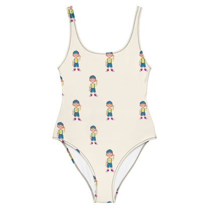 Giray Character All-Over Print One-Piece Swimsuit, Roots & Talks - Front