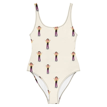 Gazi Character All-Over Print One-Piece Swimsuit, Roots & Talks - Front