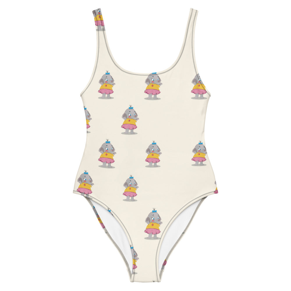 Filiz Elephant All-Over Print One-Piece Swimsuit, Roots & Talks - Front