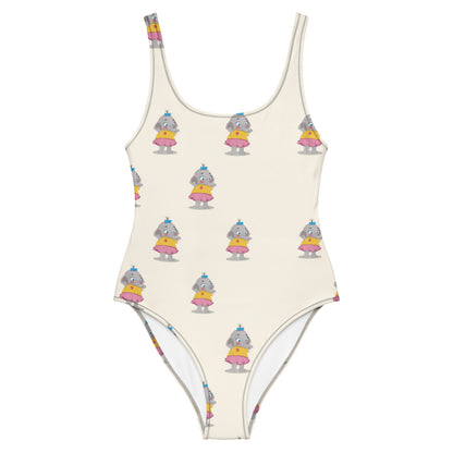 Filiz Elephant All-Over Print One-Piece Swimsuit, Roots & Talks - Front