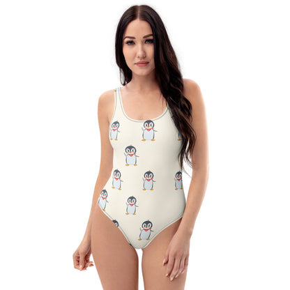 Pingucan Penguin All-Over Print One-Piece Swimsuit, Roots & Talks - product photo