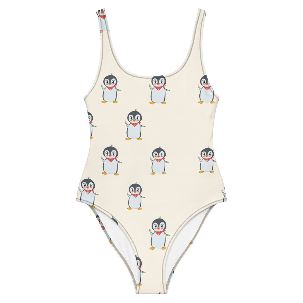 Pingucan Penguin All-Over Print One-Piece Swimsuit, Roots & Talks - Front