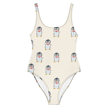 Pingucan Penguin All-Over Print One-Piece Swimsuit, Roots & Talks - Front