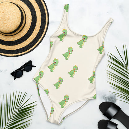 Dino Dinosaur All-Over Print One-Piece Swimsuit, Roots & Talks - lifestyle photo 1
