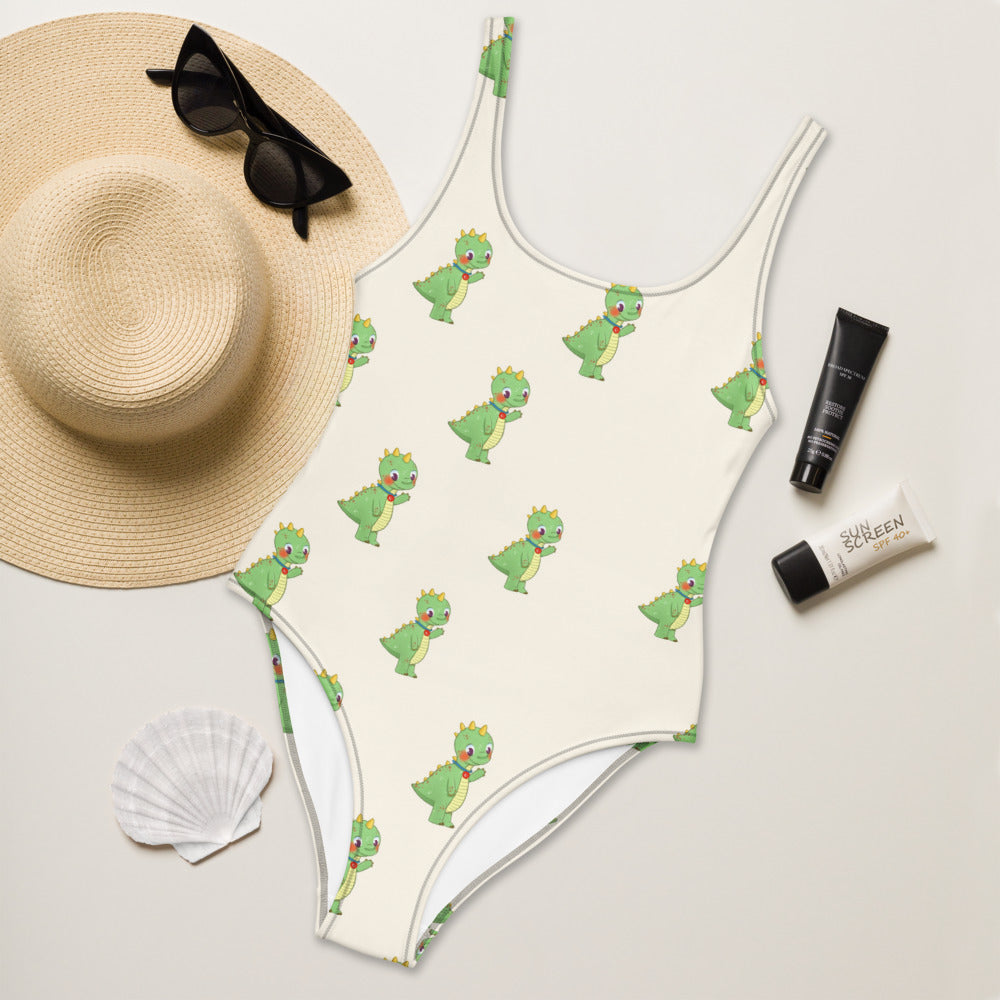 Dino Dinosaur All-Over Print One-Piece Swimsuit, Roots & Talks - lifestyle photo 2