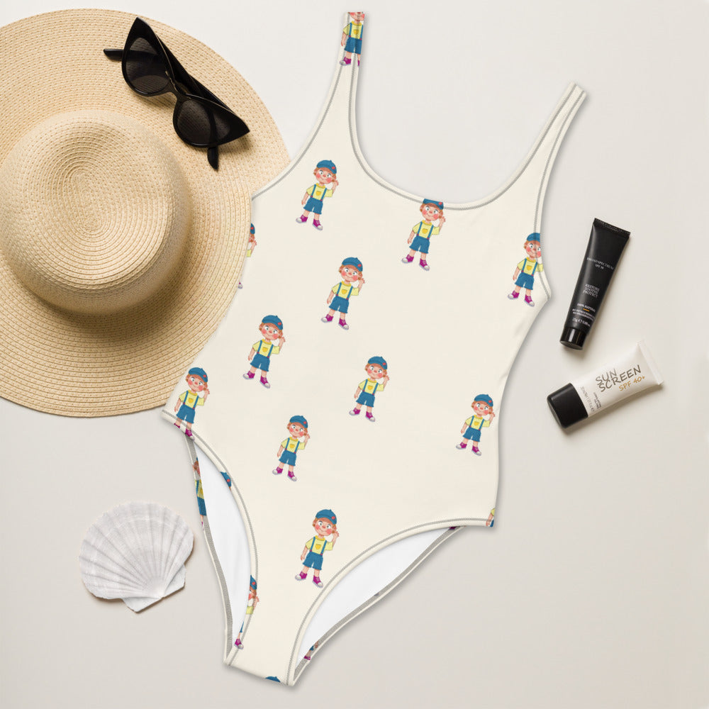 Giray Character All-Over Print One-Piece Swimsuit, Roots & Talks - lifestyle photo 2