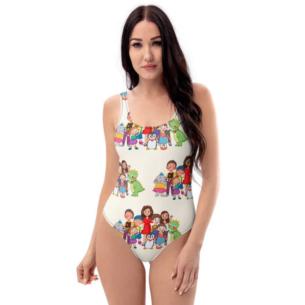 All the Characters Together All-Over Print One-Piece Swimsuit, Roots & Talks - product photo