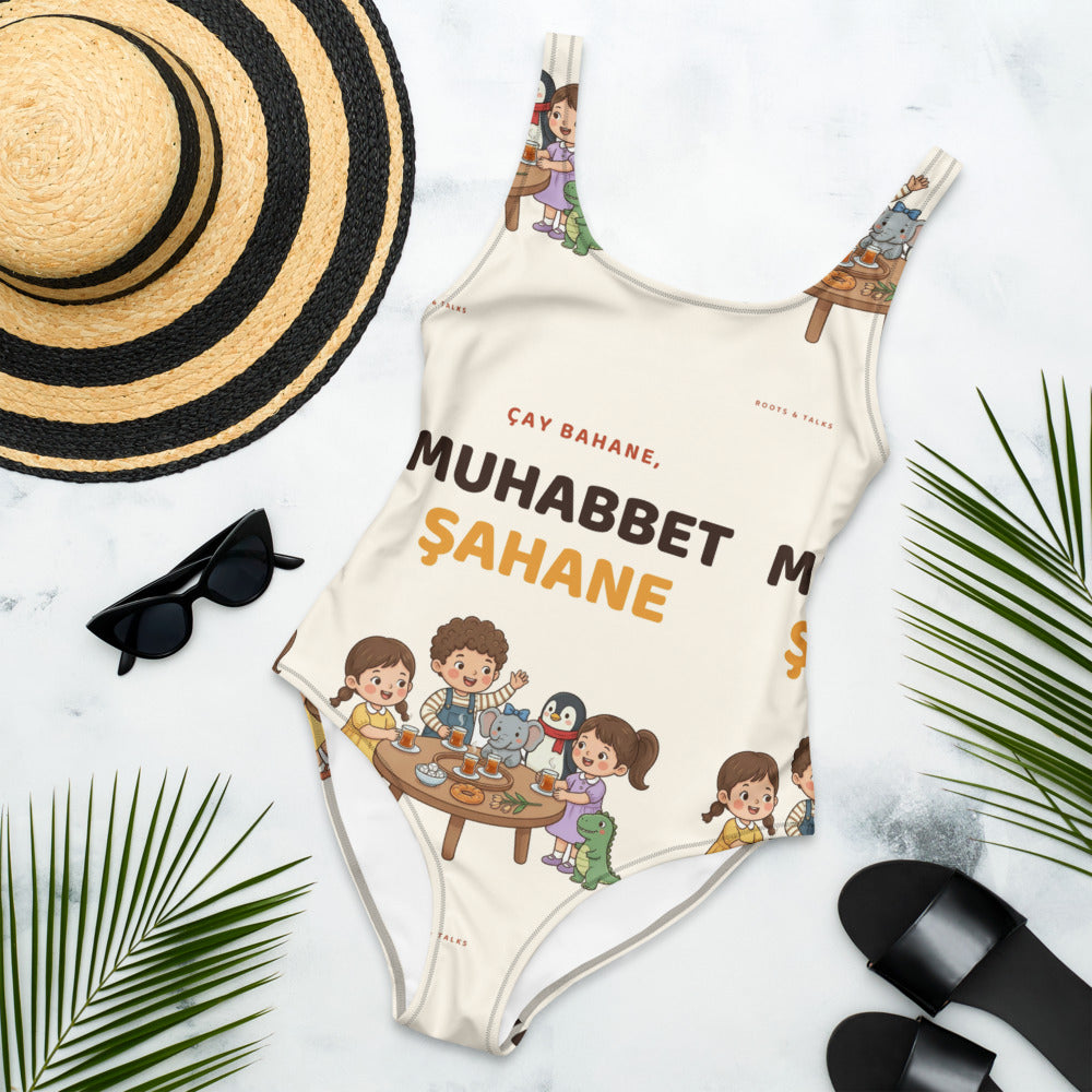 Çay Bahane, Muhabbet Şahane All-Over Print One-Piece Swimsuit, Roots & Talks - lifestyle photo 1